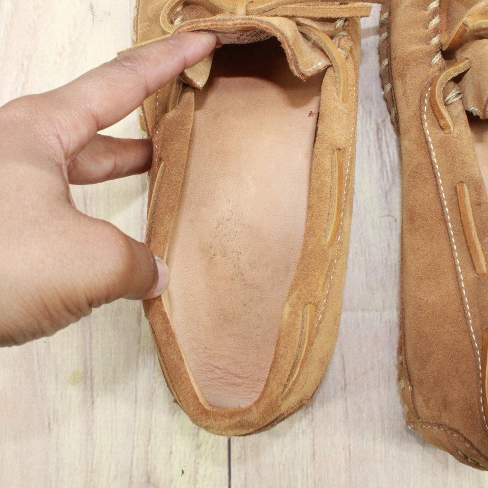 LL Bean Brown Suede Camp Moccasin Wicked Good Slippers Size 10 M - Picture 8 of 10